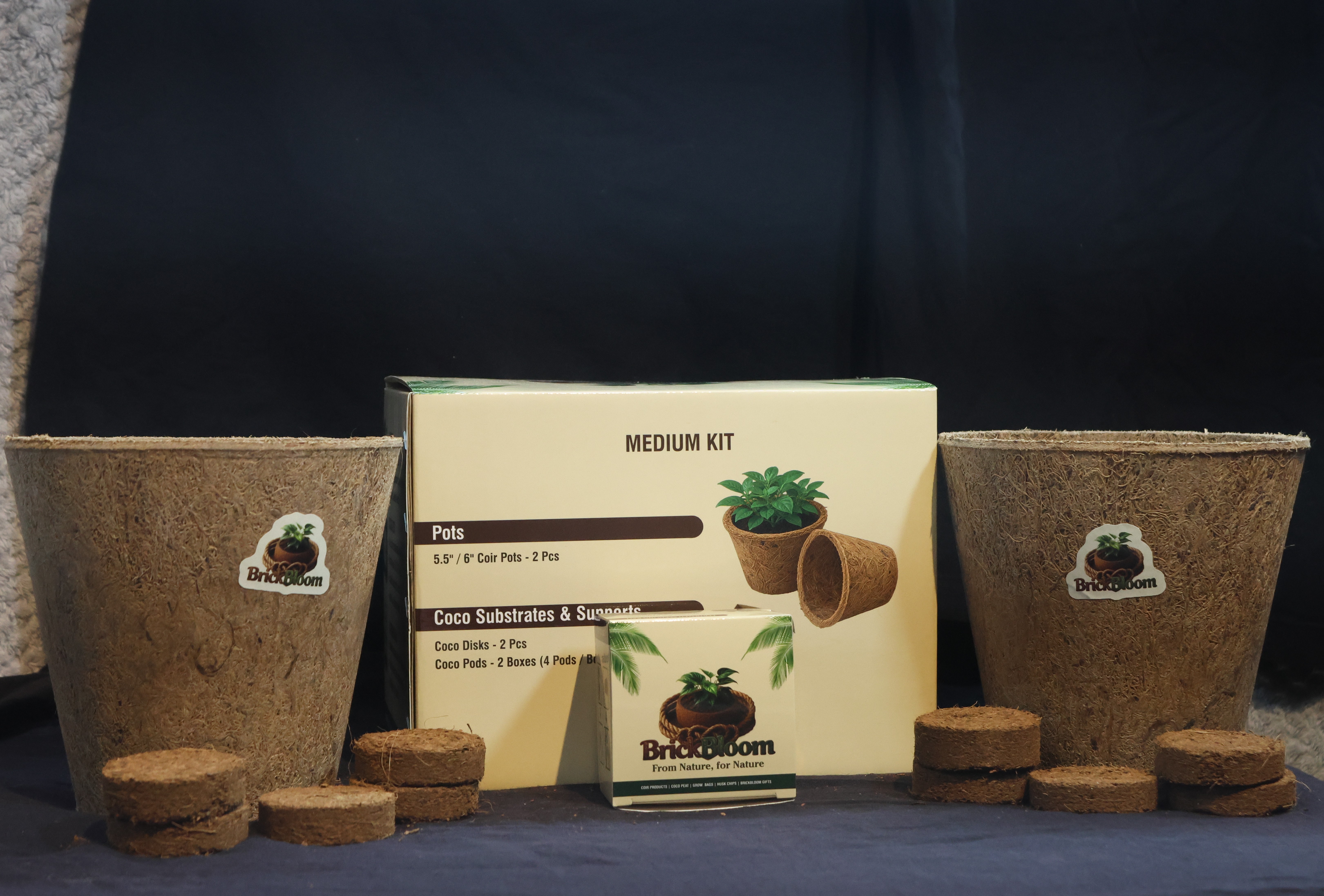 BrickBloom Medium Kit eco-coir pots